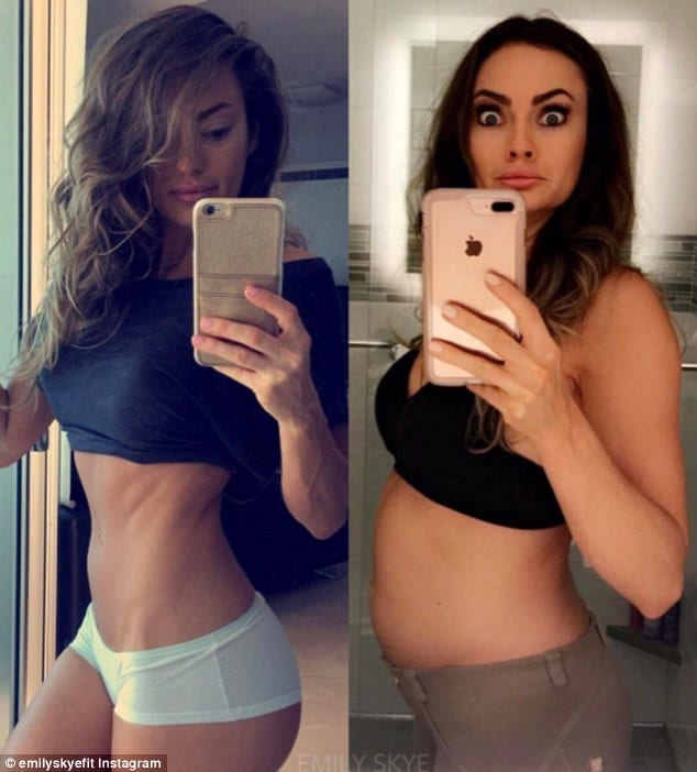 Emily Skye shares photos of very VERY bloated stomach