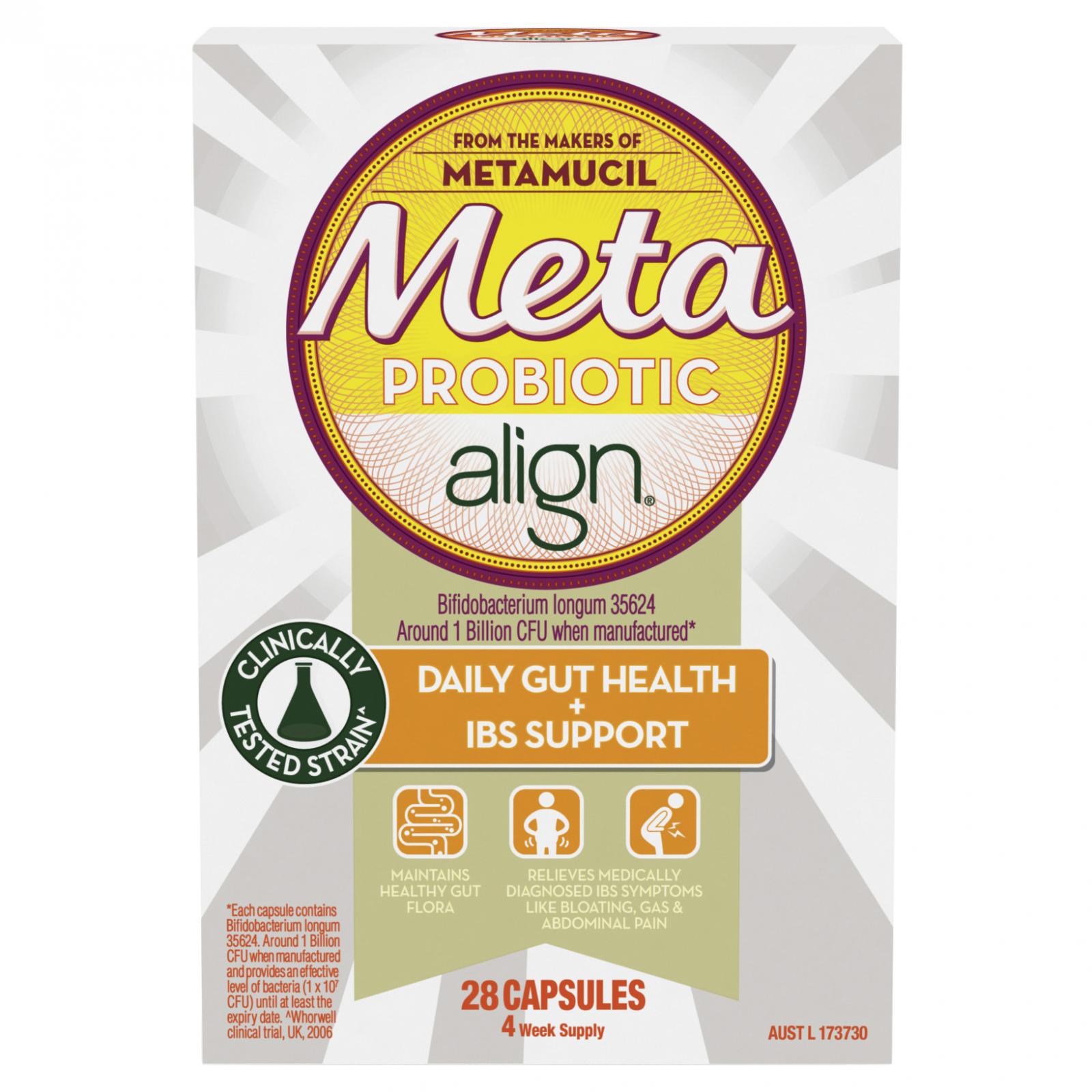Meta Align 28 Capsules Daily Probiotic Supplement IBS Abdominal Pain ...